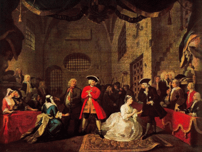 Pin, XVIII, Hogarth, William, Scena de la Opera dei Medicanti di John Gay, 1731 