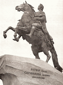Esc, XVII, Falconet, Estatua ecuestre de Pedro I el Grande, Leningrado, Rusia, 1782