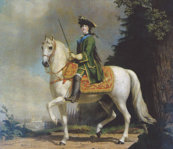 Pin, XVIII, Eriksen, Virgilius, Catalina II a caballo, M. Hermitage, San Petersburgo, 1762
