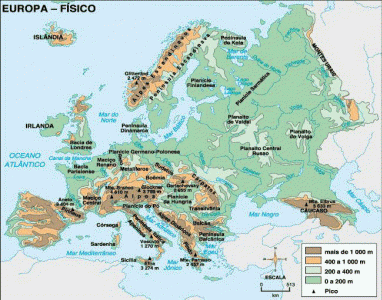 Mapa, Europa Fsica, Relieve