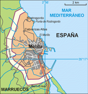Geo, Melilla, Fsico-Politico, Ciudad Autnoma, Mapa