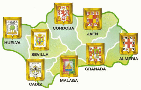Geo, Humana, Poltica, Escudos provinciales y mapa, Andaluca