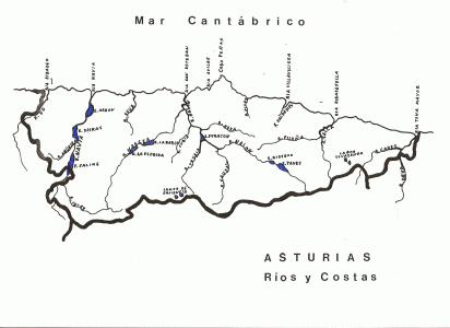 Geo, Asturias, Fsica, Hridrografa, Continental, Ros, Mapa