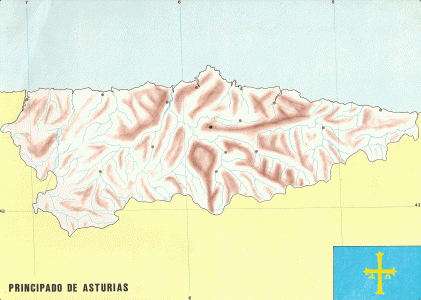 Geo, Asturias, Fsica, Relieve, Sistema Cantbrico, Mapa mudo