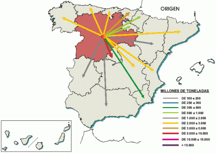 Geo, Castilla-Len, Econmica, Transportes, Interregionales, Mapa, 2006