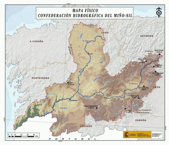 Geo, Galicia, Fsica, Hidrologa, Ros, Rios Mio-Sil, Cuenca, Mapa