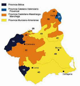 Geo, Murcia, Fsica, Vegetacin, Provincias Biogeogrficas, Mapa