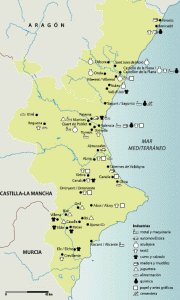 Econmica, Valenciana, Industria, Principales Centros Industriales Valencianos, Mapa
