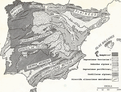 Geo, Fsica, Conjuntos estructurales, Pennsula Ibrica, M. de Tern, Sol Sabars y Otros, Geografa General de Espaa y Portugal, 1978