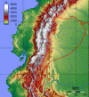  Fisica Relieve Cordilera de los Andes Mapa mudo Ecuador