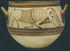 Ceramica Edad del Bronce Vasija del Estilo Pastoral Ave Quita Garrapata a un Toro 1300-1200 Chipre